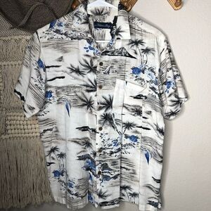 Milano Bay White Floral Tropical Hawaiian Shirt